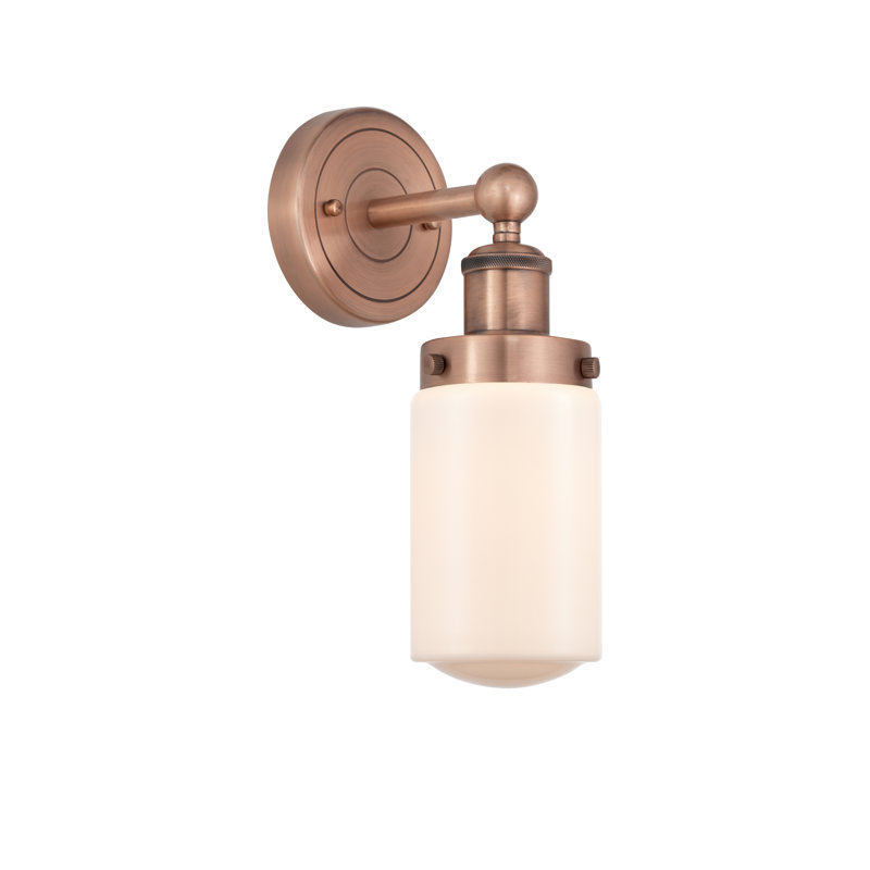 Cantril Armed Sconce, Matte White, Antique Copper