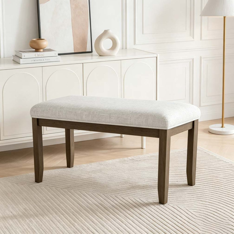 Banc rembourré pour chambre à coucher, Beige+Brown