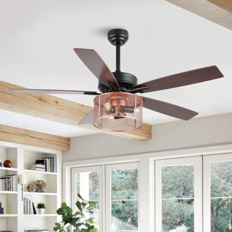 Sherranda 52'' Ceiling Fan with Light Kit, Red/Pink