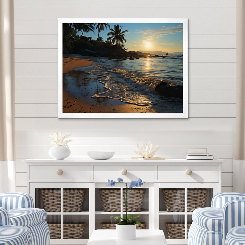 «Alnita Beach Tropical Escape II», reproduction sur toile, Cadre simple blanc, H 34 po x l 44 po x P 1,5 po