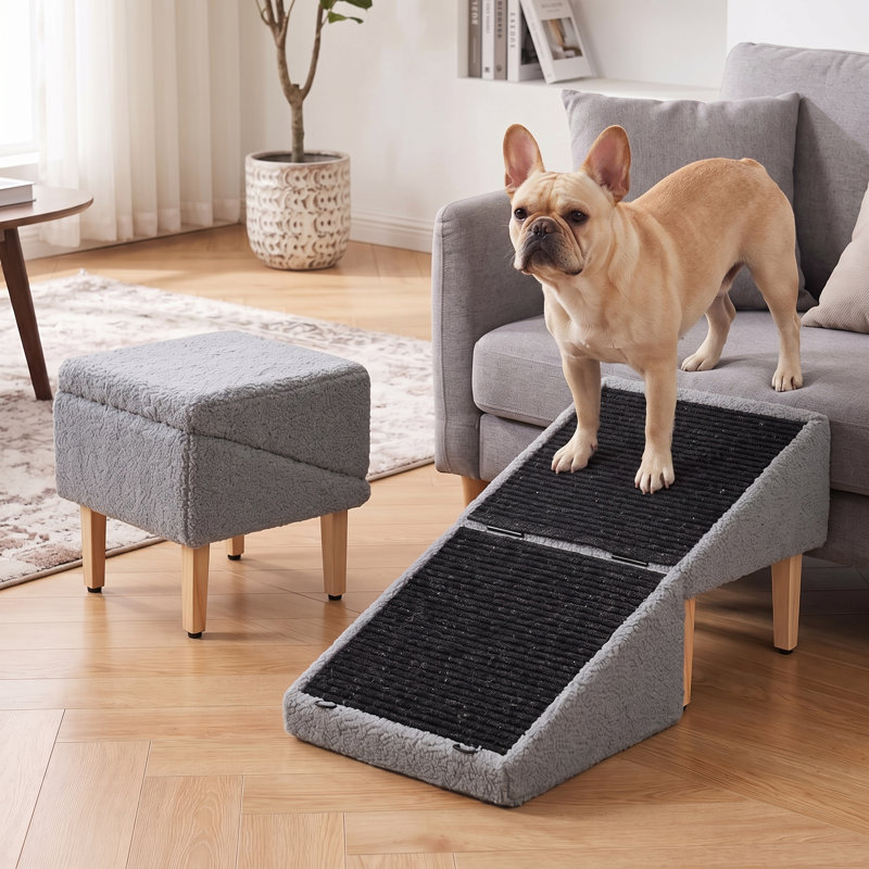 Rampe pour animaux avec rangement - gris