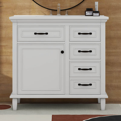 Meuble-lavabo 36 po avec lavabo en céramique lisse et tiroirs