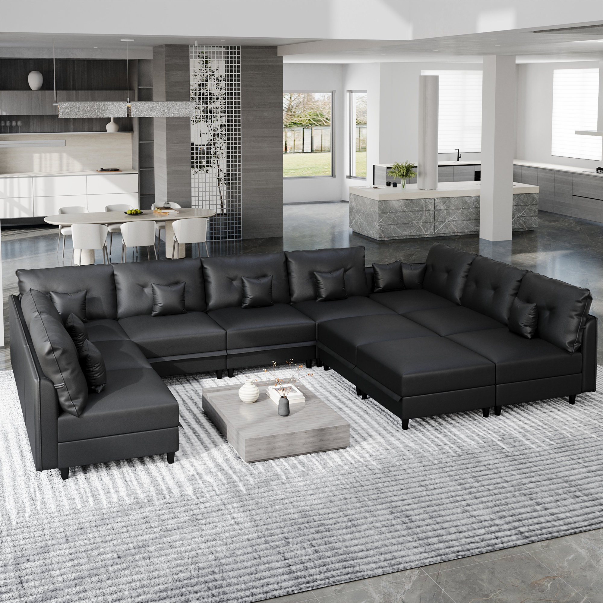 Ebern Designs Edorta 137" Wide Right Hand Facing Modular Sectional with ...