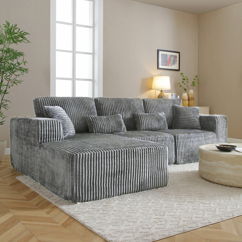 Canapé modulaire de 109 po, canapé modulaire Cloud avec assise profonde, canapé modulaire en forme de L moderne avec méridienne, canapé rembourré pour le salon, sans assemblage