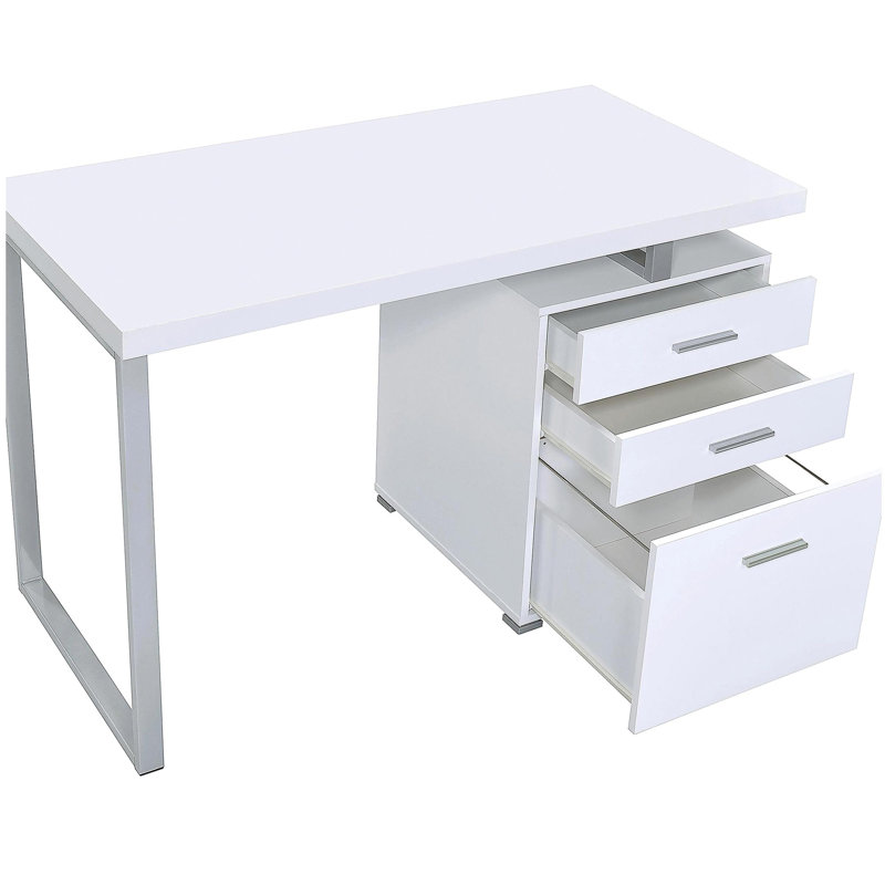 Bureau blanc réversible à 3 tiroirs, Blanc