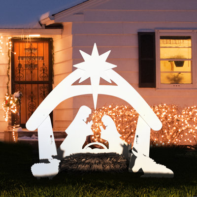 Ensemble de 1 décoration de jardin de la Nativité Jésus (blanc) - Décoration de Noël (45,67 x 20,87 x 44,09 po) | 11,9 lb / 5,4 kg, crée une atmosphère de vacances chaleureuse | Convient à l'intérieur / extérieur (jardin / maison / décorations de Noël) | Noël de première qualité Décoration, incontournable ornement des Fêtes