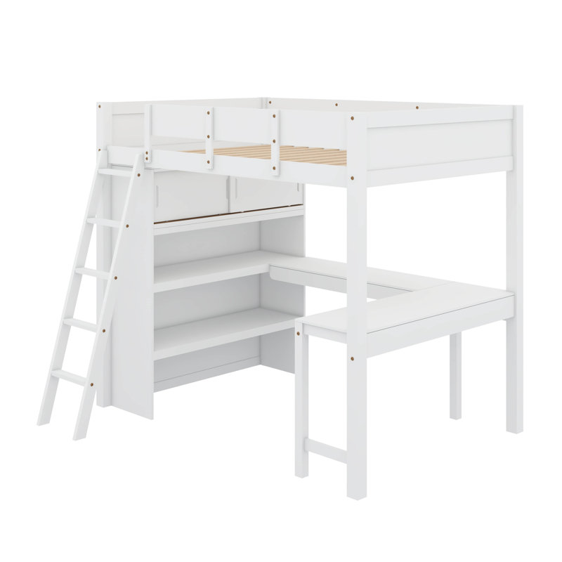 Jerimyah Full Size Loft Bed With Desk And Shelf, White