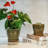 2 Piece Ceramic Plant Pot with Drainage Holes and Saucers-1986390041