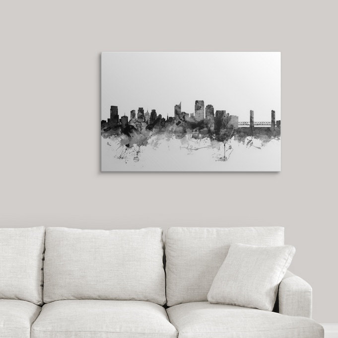 «Francy Sacramento California Skyline» par Michael Tompsett, impression, H 24 po x l 36 po x P 1,5 po, Toile