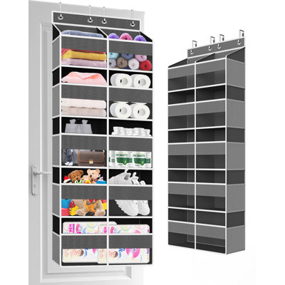Gray 5-Tier Over the Door Organizer with Extra Large Pockets, Hanging Storage with Clear Windows for Nursery, Pantry, and Closet Single