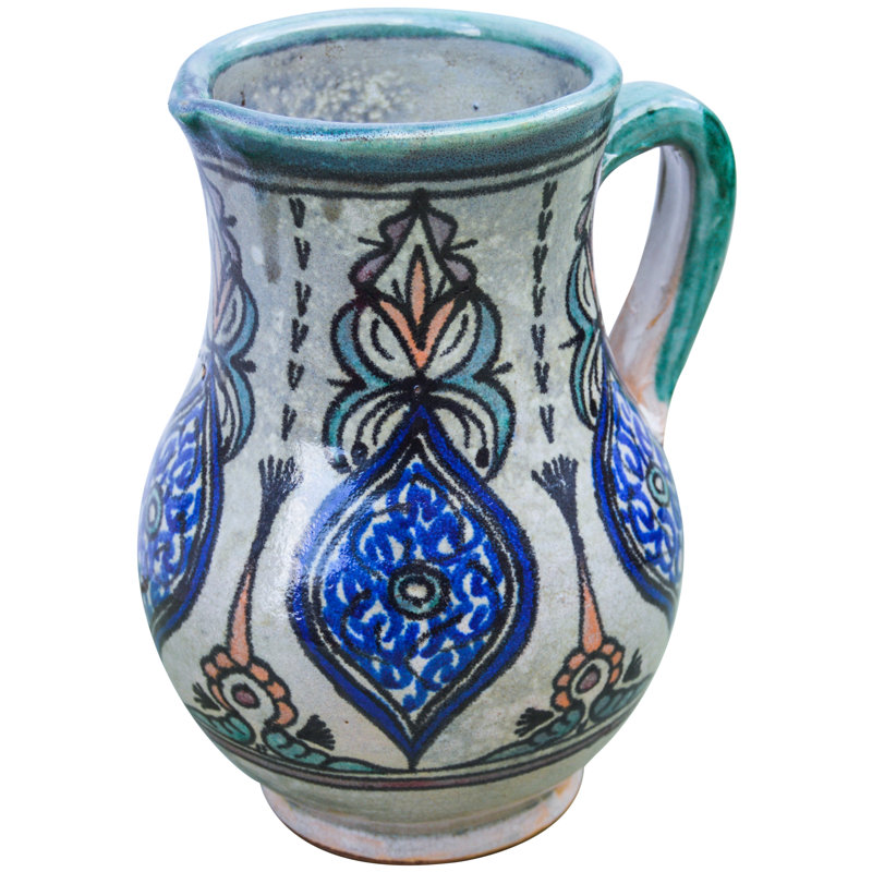 Vase de table en céramique d’intérieur/d’extérieur bleu 8 po