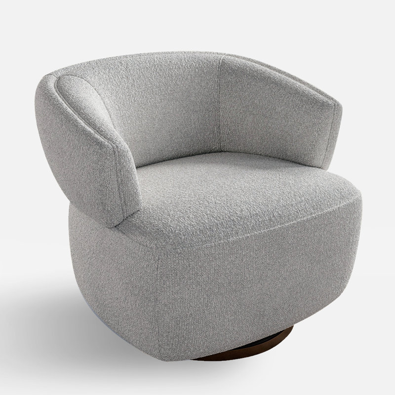 Fauteuil demi-tonneau pivotant, canapé d'appoint entièrement assemblé avec base à 360 degrés, fauteuil de lecture surdimensionné rembourré