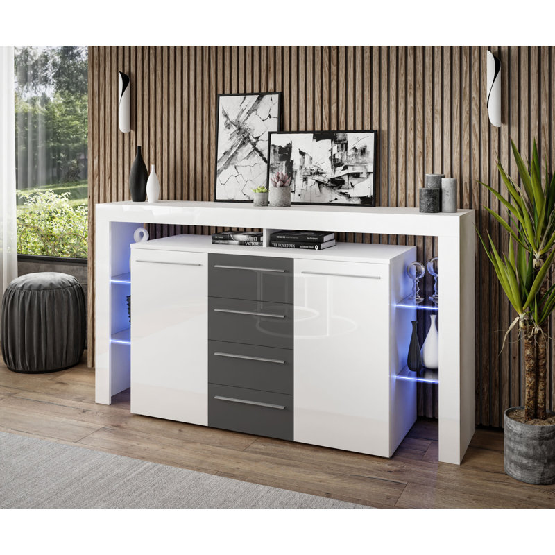 Allonte 170cm W 4 - Drawer Chest of Drawers, White/Grey