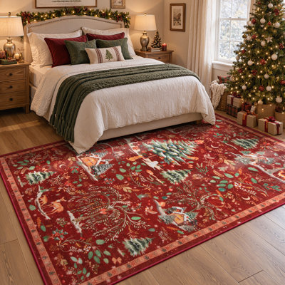  Tapis lavable de Noël, tapis de Noël modernes, confortables et antidérapants