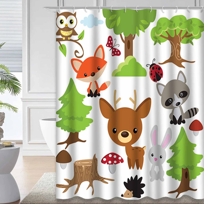 Rideau de douche avec 12 crochets Forest Forest, L 72 po x l 72 po