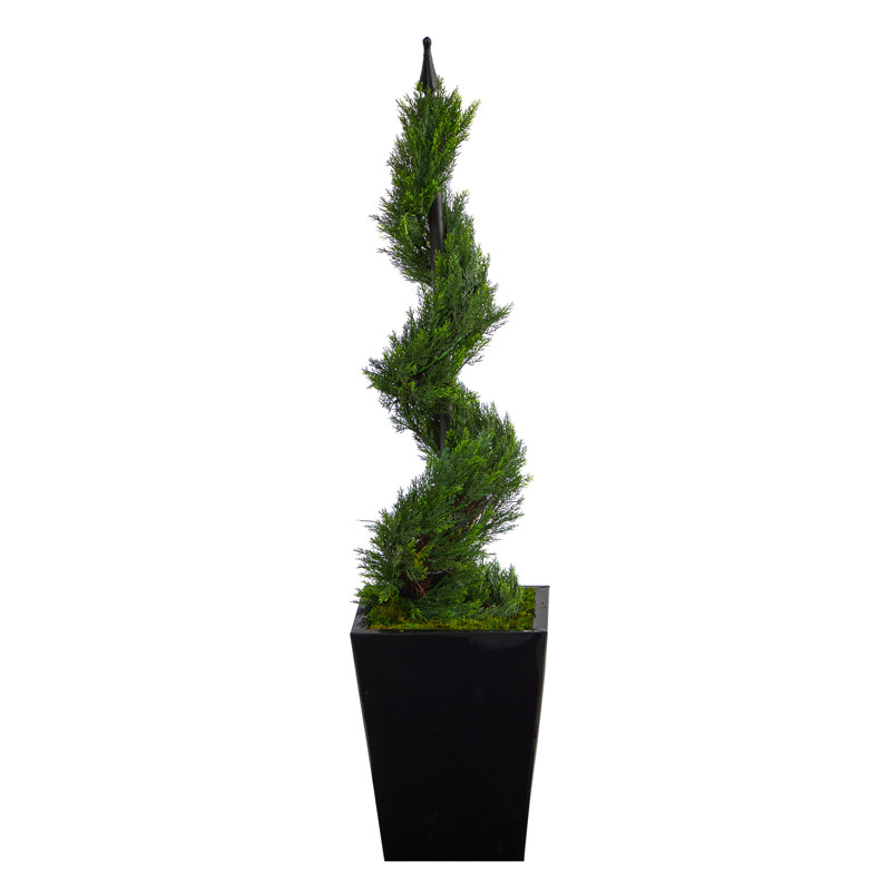 44'' Faux Cypress Topiary in Metal Planter