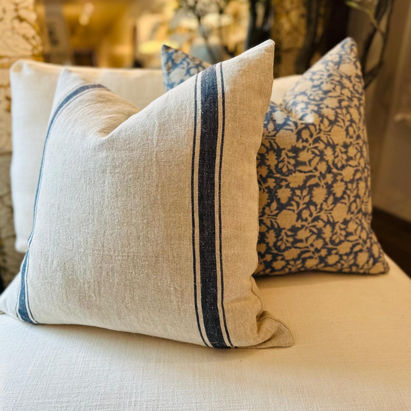 Marseille Pillow Cover - 22" x 22", Green/Natural Stripe