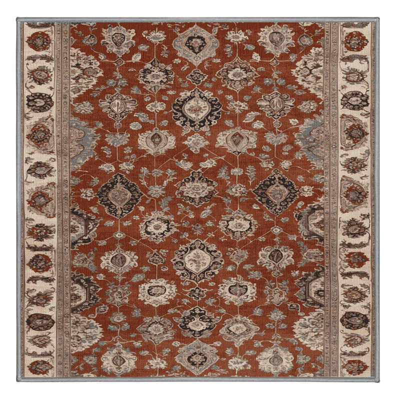 Tapis persan gris lavable à la machine, Carré 5 pi