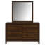 Commode 6 tiroirs en noyer avec miroir
