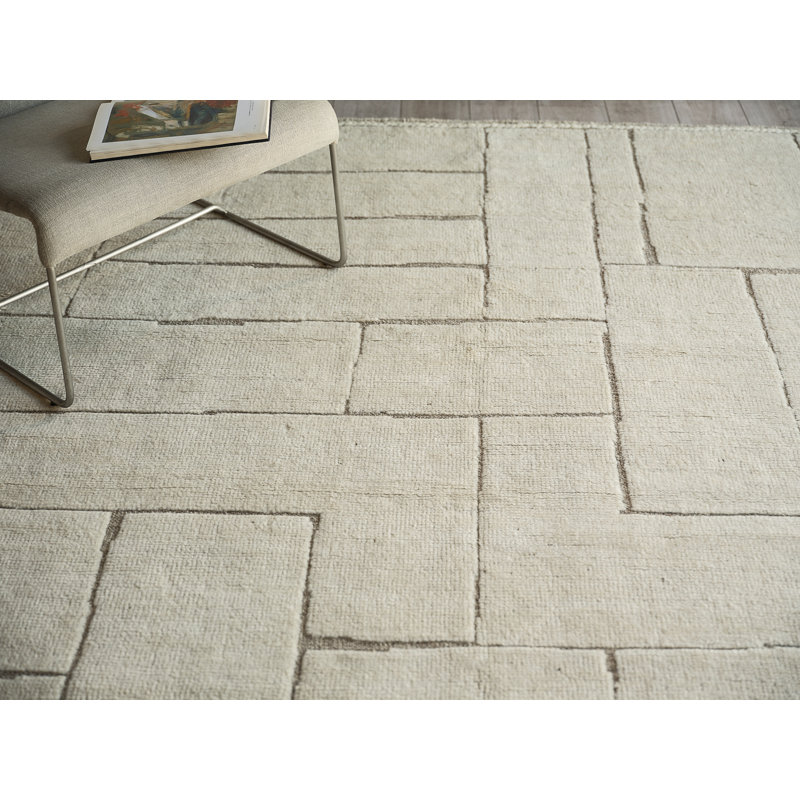 Mojave hand-knotted New Zealand Wool Ivory/Beige Area Rug, 6'X9'