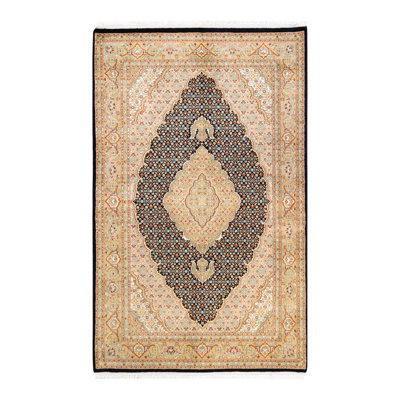 Hayner One-of-a-Kind Hand-Knotted New Age 4'7" x 7'4" Wool Area Rug in Black