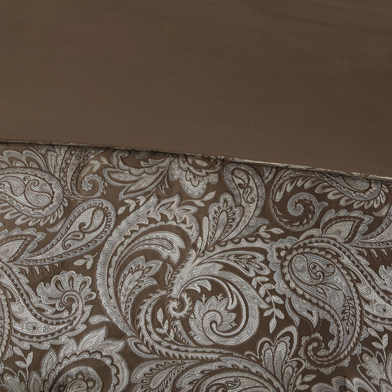Aubrey Paisley Jacquard Duvet Cover Set, King/Cal. King Duvet Cover + 2 Shams + 3 Decorativ, Brown / Blue