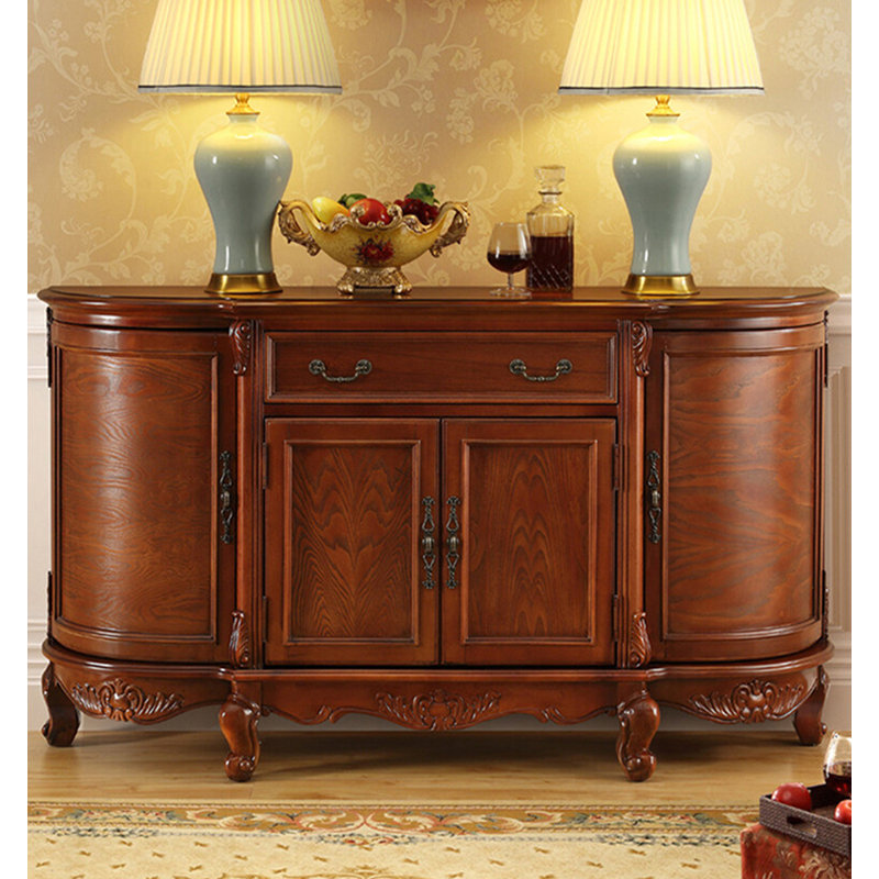 Buffet en bois d'hévéa de style américain, 34,2 po H x 63 po L x 13,4 po P