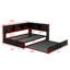 Lit de jour pleine grandeur avec lit gigogne et armoires de rangement, structure de lit d'angle en forme de L en métal avec ports USB-1034636116