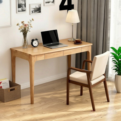 47Inch Solid Wood Desk With Drawers, Small Computer Desk For Small Spaces, Gaming Study Home Office Desks For Work, Student PC Desk For Bedroom