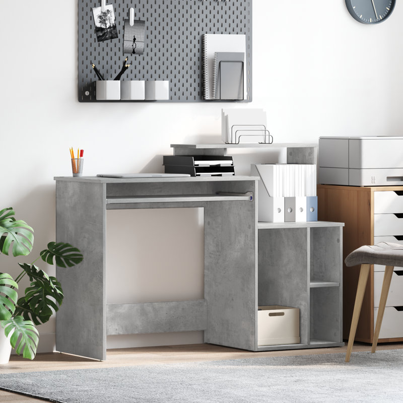 Desk With Storage 120.5X44x88.5 Cm Engineered Wood, Concrete Grey