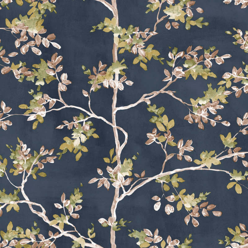 Blooming Garden Collection Pesco Garden Wallpaper Roll, Navy