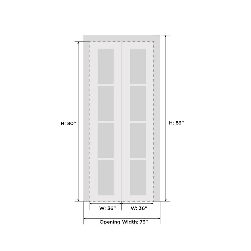 Portes pliantes en verre Lucia, 72 po x 80 po