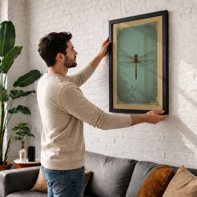 Dragonfly Study Vintage - Print, Walnut, A1 - 84.1 x 59.4 cm