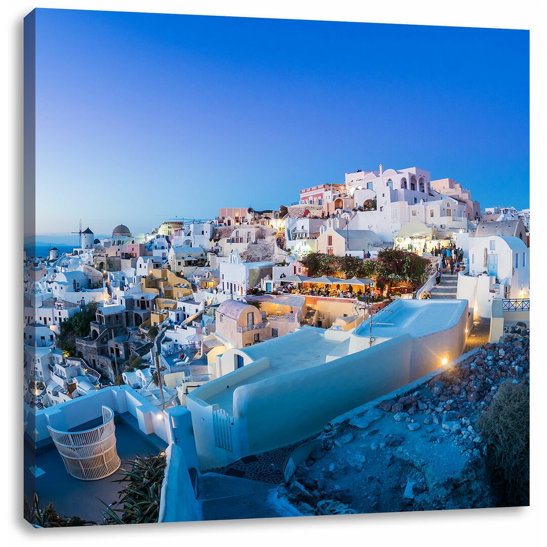 Leinwandbild Oia Dorf am Sonnenuntergang Santorin