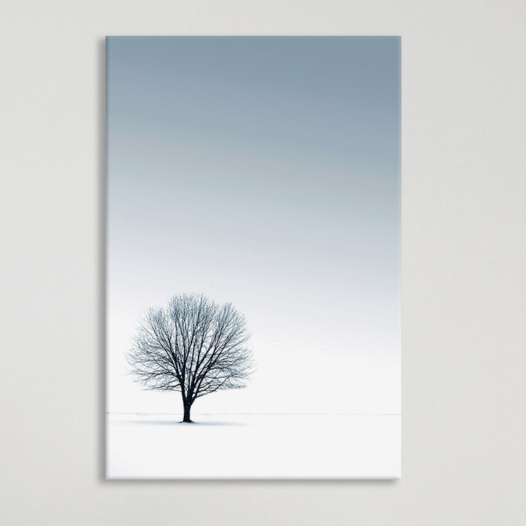 Arbre dans un paysage d'hiver, impression, H 60 po x l 40po x P 1,5 po, Pas de tapis, Toile tendue