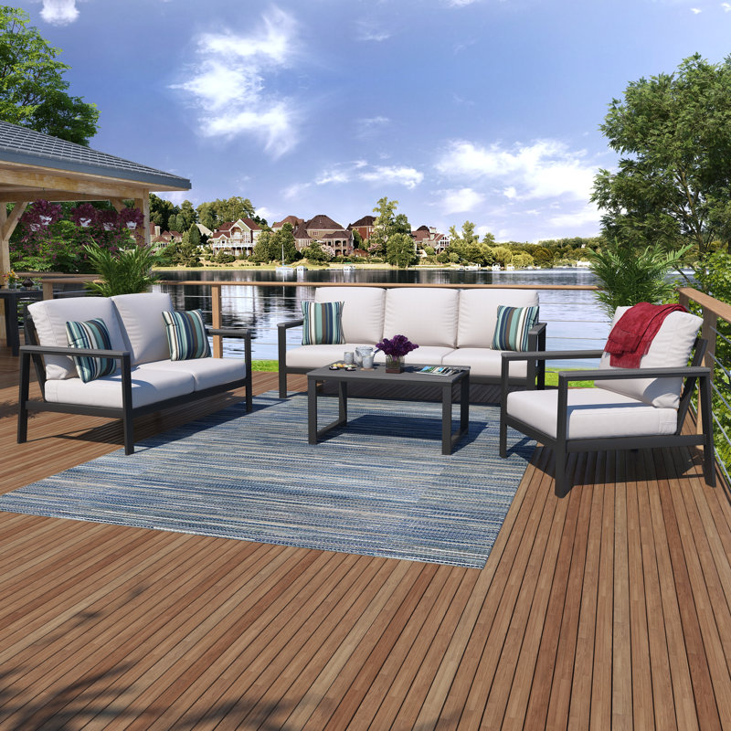 Townsend 4 Piece Sofa Seating Group with Sunbrella® Cushions, Sunbrella Canvas Natural