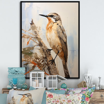 «Beige Elegant Natures Songbirds» sur toile