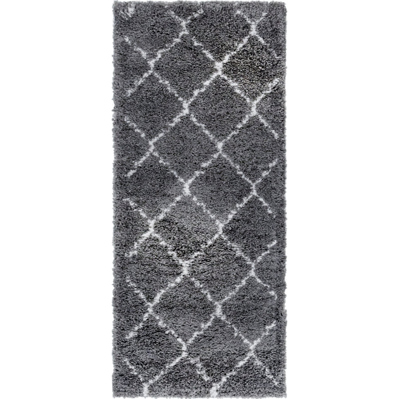 Tapis à poils longs gris Arthelia, Tapis de couloir 2 pi 7 po x 6 pi 1 po