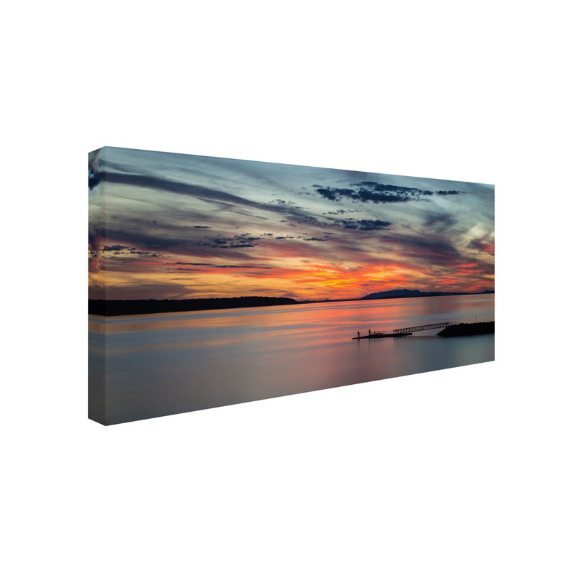 Sunset Pier Landscape Canvas Art in Vibrant Colors