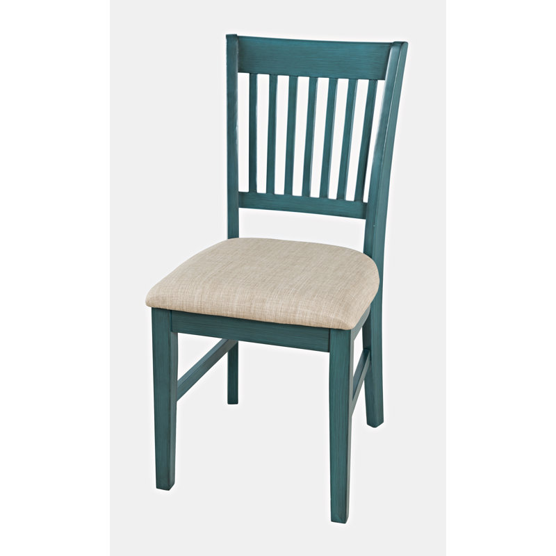 Kendyll 48cm H Polyester Blend Upholstered Slat Back Accent, Blue, Blue