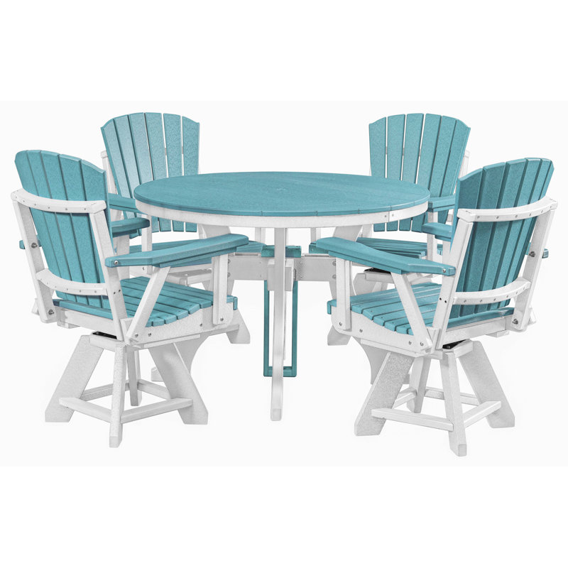 Ensemble repas extérieur pour 4 personnes L 44 po Alsworth, Blanc / Bleu clair