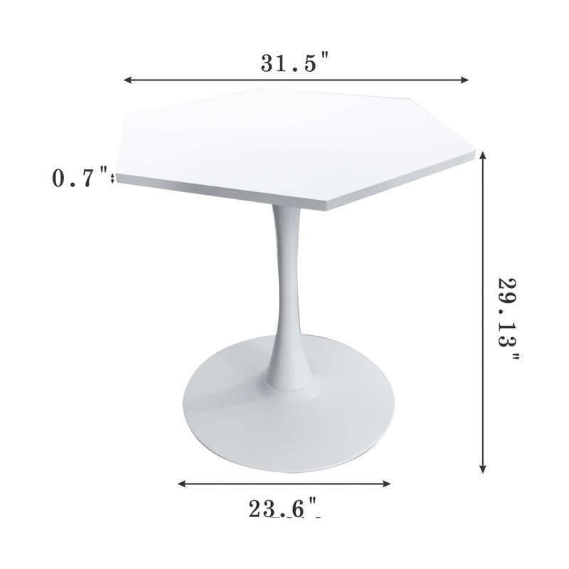 Modern Octagonal Coffee Table With MDF Table Top & Metal Base, White