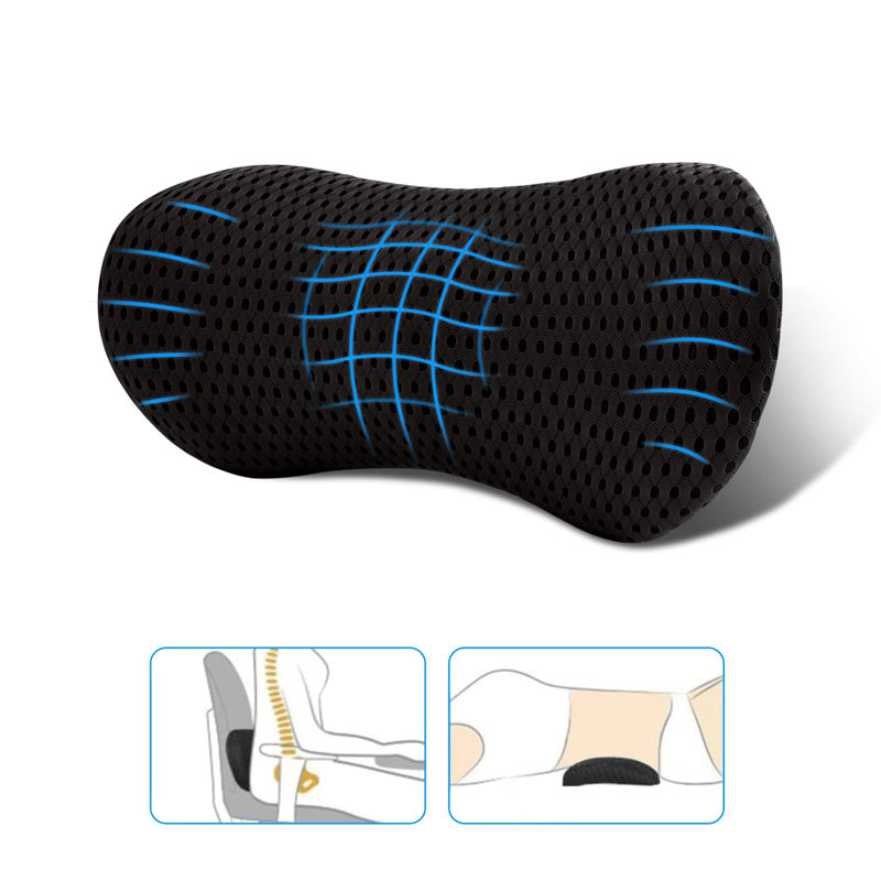 Memory Foam Lumbar Support Pillow, Black