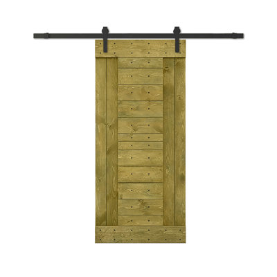 84'' Solid Wood Paneled Painted without Installation Hardware Kit Barn Door