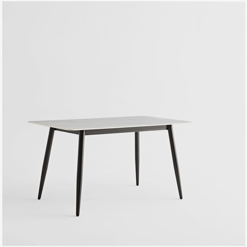 Large Rectangular Table with Strong Metal Base Modern Stone Dining Table For Kitchen 1.4M