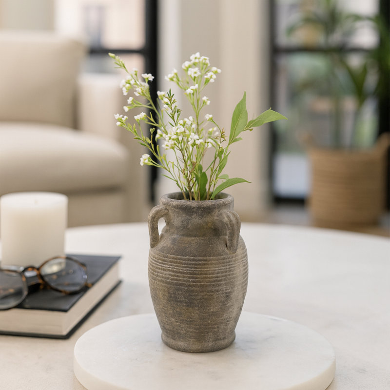 Ceramic/Porcelain Table Vase, Matte Brown, 8" H x 5.5" W x 5.5" D