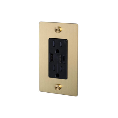 1G Combination Duplex Outlet And USB-A + C Charger / Without Logo