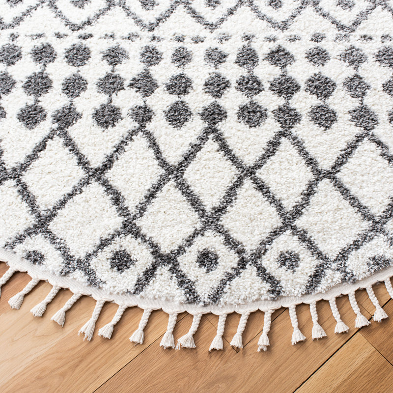Berber Fringe Shag Performance Southwestern Rug, Round 6'7"