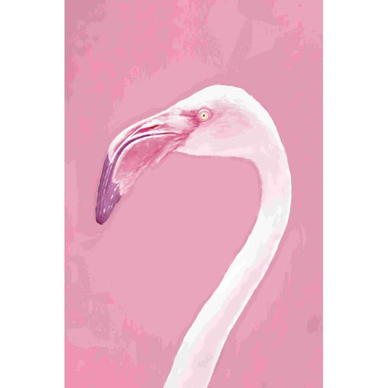 Tête de flamant rose et mauve, H 12 po x l 8 po