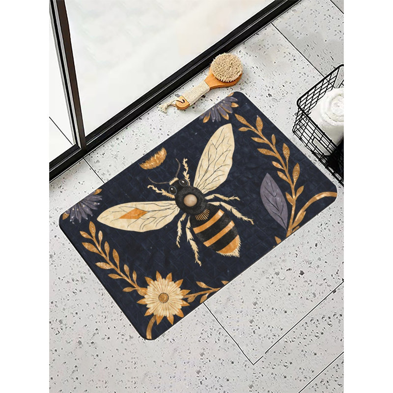 Tapis de bain Lovely Gold Bee Flower, 36 X 24
